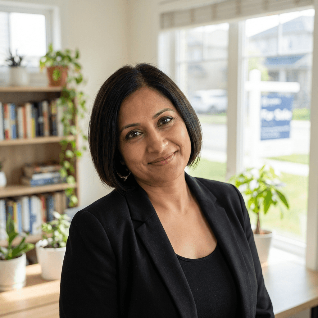 Priya Patel, female homeowner in her early 30s, South Asian, warm professional demeanor